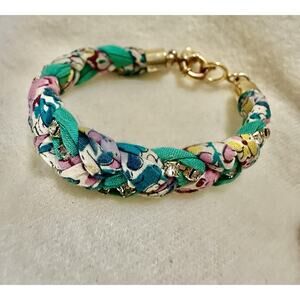 Liberty Of London X J Crew Bracelet Rhinestone Fabric Green Floral Flower